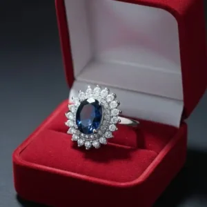 Diamond cut Blue Zircon Ring Jewelry