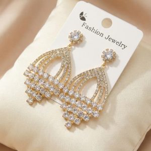 Cross-Border Diamond cut Long Earrings