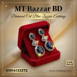 Diamond cut Blue Zircon Earrings