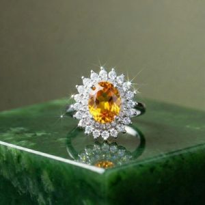 Diamond cut Yellow Zircon Ring Jewelry